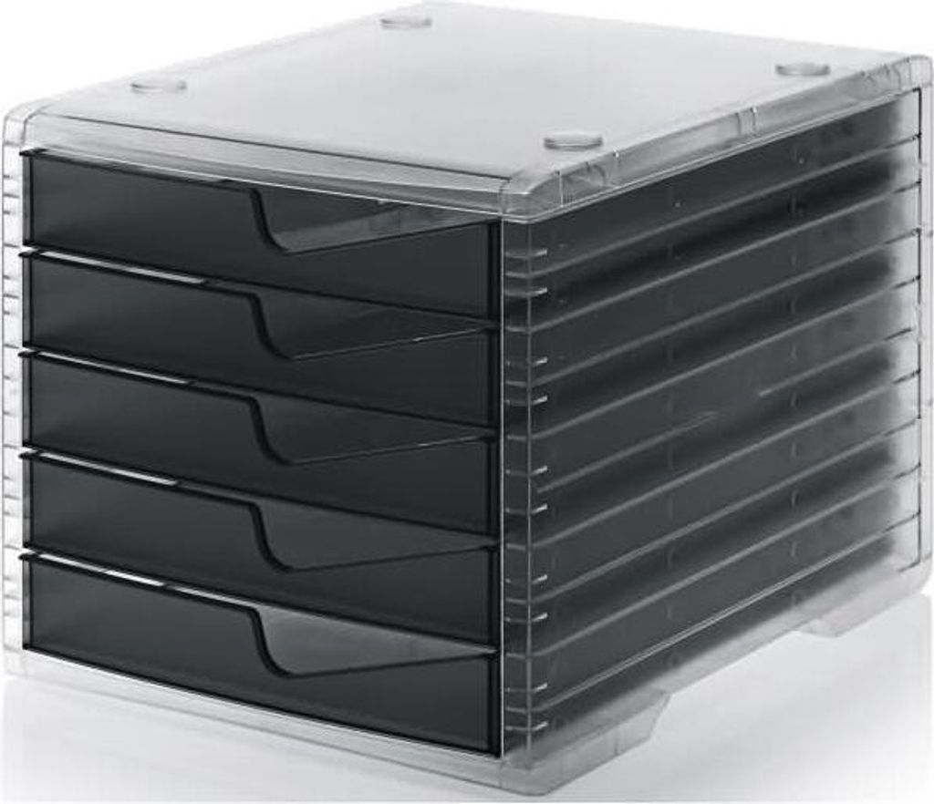 styro Schubladenbox styroswingbox light anthrazit 275-8430.924, DIN C4 mit 5 Schubladen