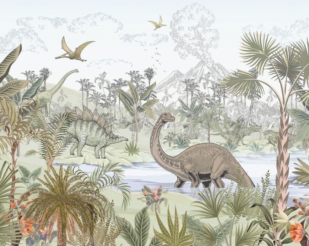 Sanders & Sanders Fototapete Dinosaurier Grün 350 x 279 cm
