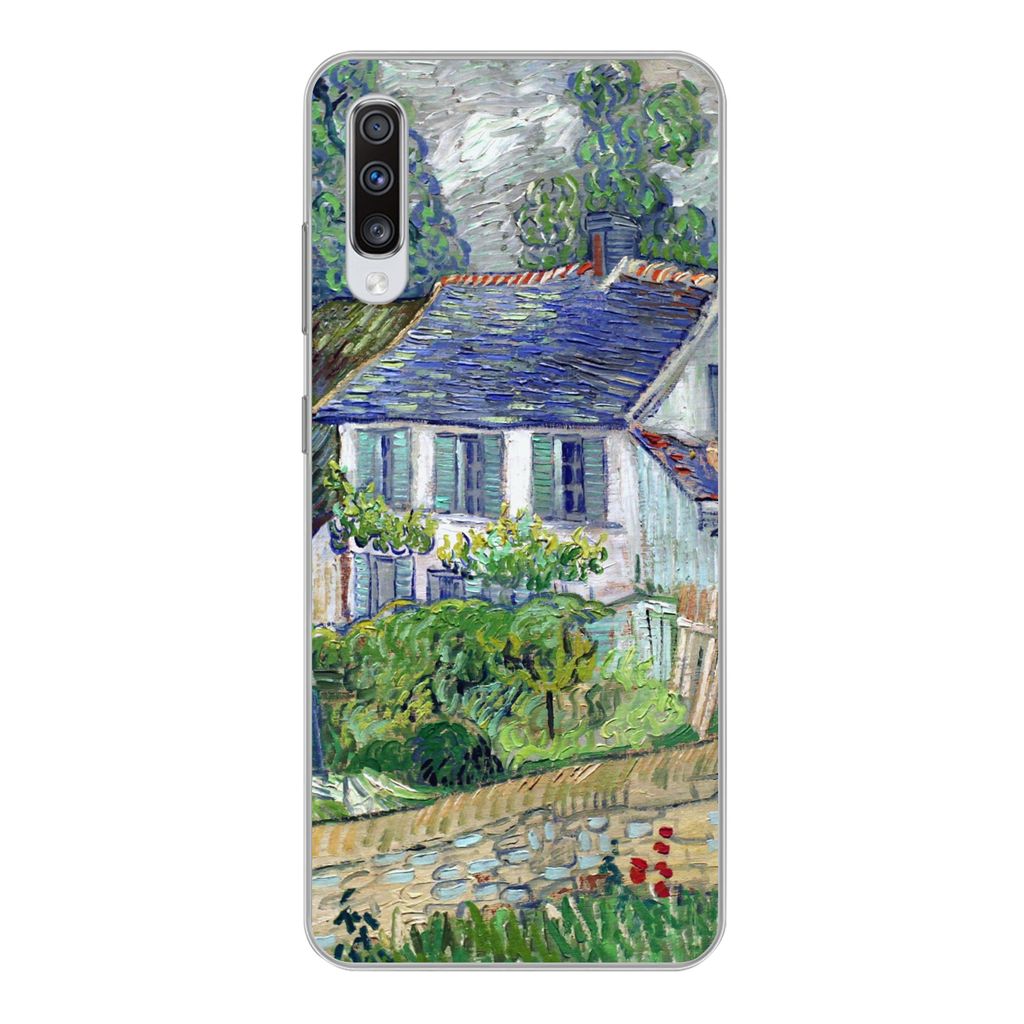 MuchoWow Handyhülle Schutzhülle Hülle für Samsung Galaxy A70 Haus in Auvers - Vincent van Gogh Silikon Softcase Handy Hülle - Schutzhaube