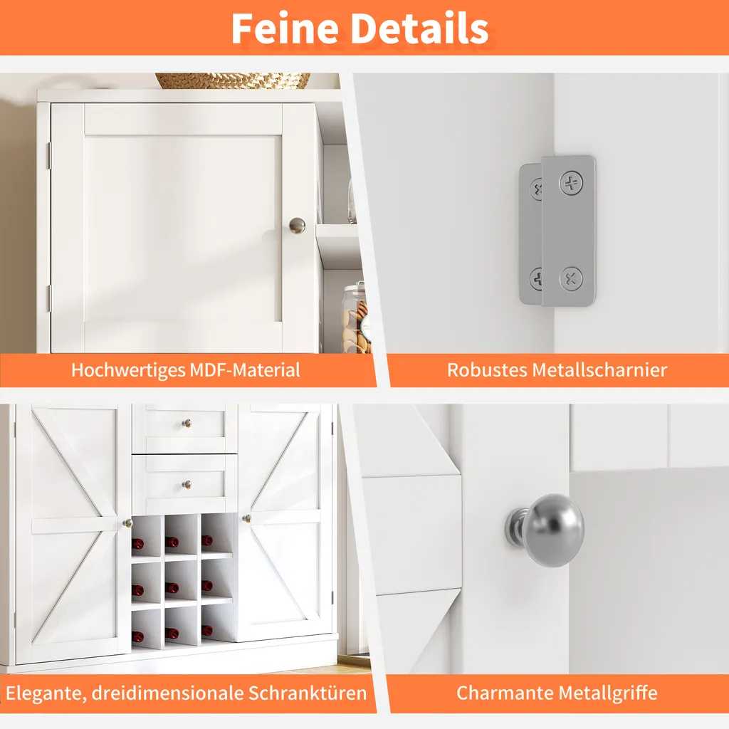Armoire de cuisine style maison de campagne avec étagères réglables - 6