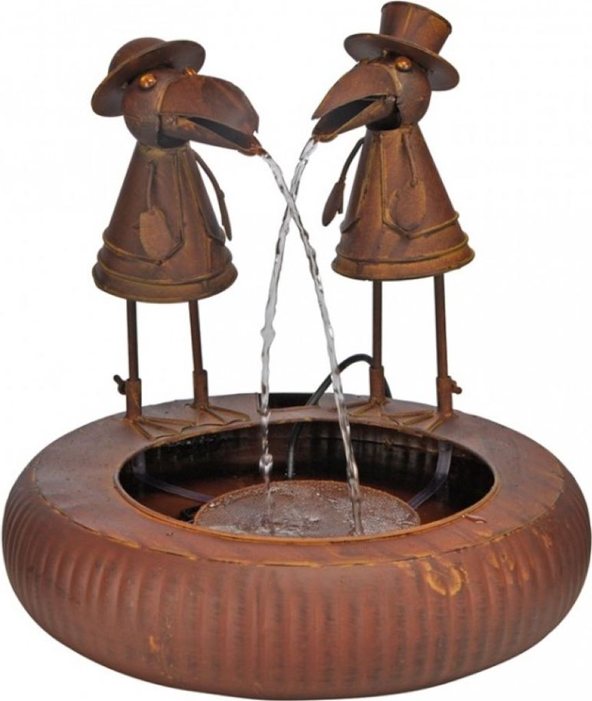 Metall-Brunnen Gartenbrunnen 2 Raben mit Wasserspiel + Produktbild 