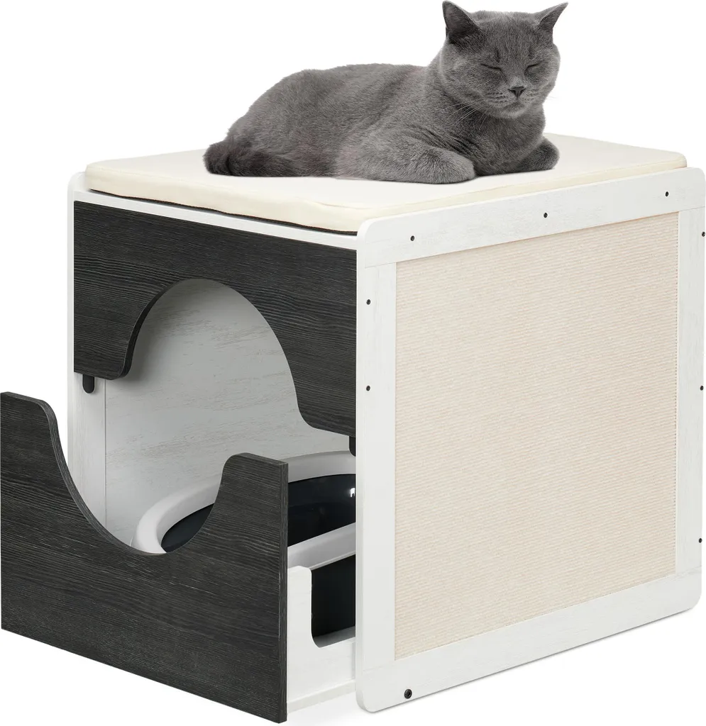 Armoire pour Chat avec Porte Magnétique et Plateau de Rangement Pratique