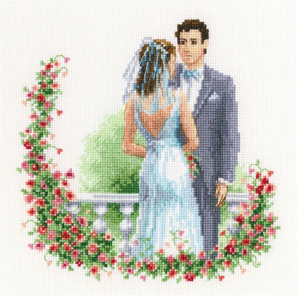 RTO Kreuzstich Set "Hochzeit" M634, Zählmuster, 15,5x15,5 cm