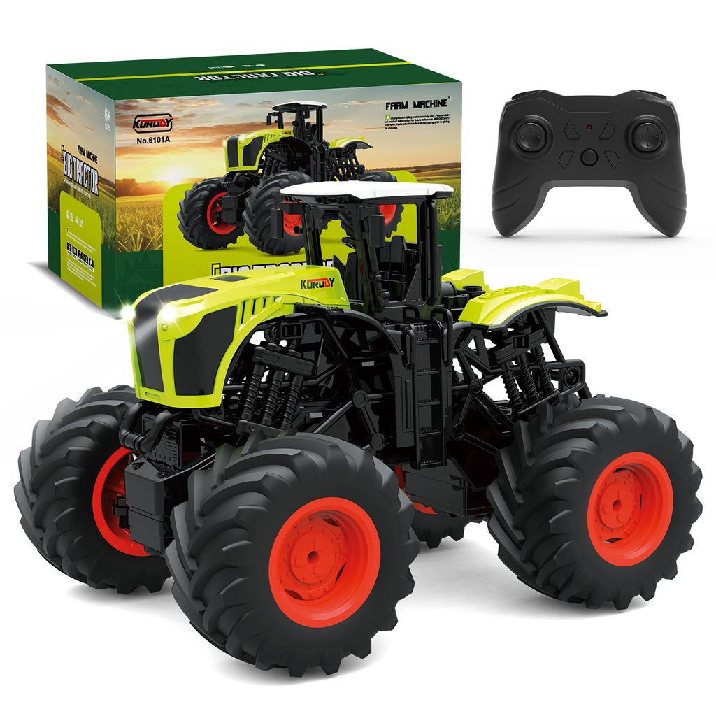 Ferngesteuerter Traktor Ferngesteuert, Trecker Ferngesteuert Traktor Spielzeug ab 3 Jahre, Traktor mit Fernbedienung, Sprinkler, Ton und Licht, Trecke