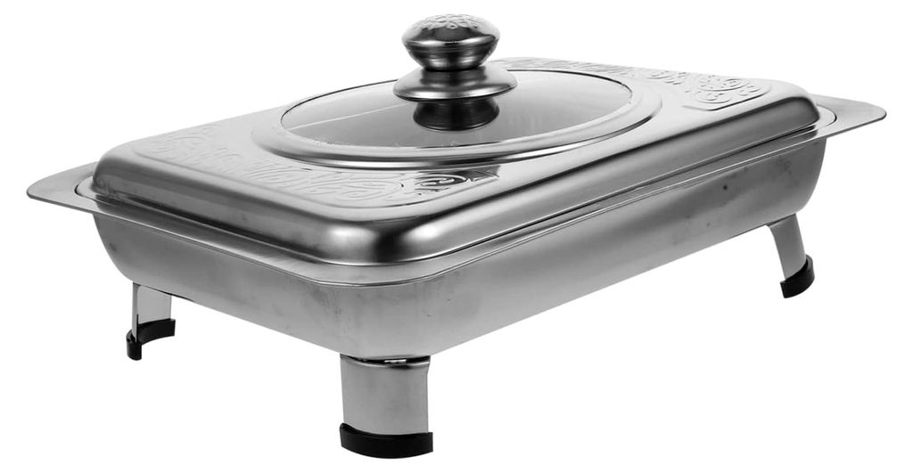 Edelstahl-buffetplatte mit Deckel Geschirrhalter aus Vierbein-tablett Abgerundete Ecken Innen und Außen Leicht zu Reinigen für Partys und Speisen...