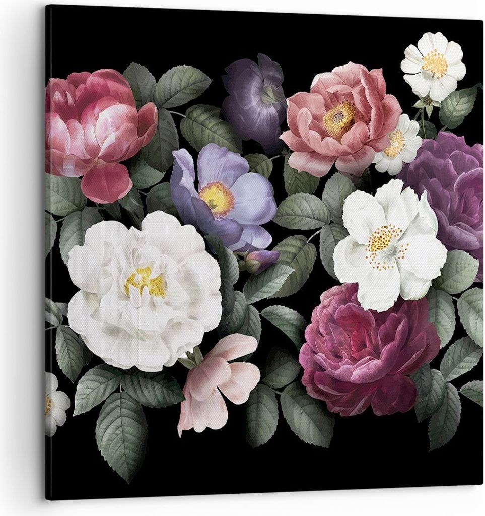 Bild auf Leinwand - Leinwandbild - Einteilig - Blumen Blumenstrauß Komposition - 50x50cm - Wand Bild - Wanddeko - Wandbilder - Leinwanddruck - Bil...