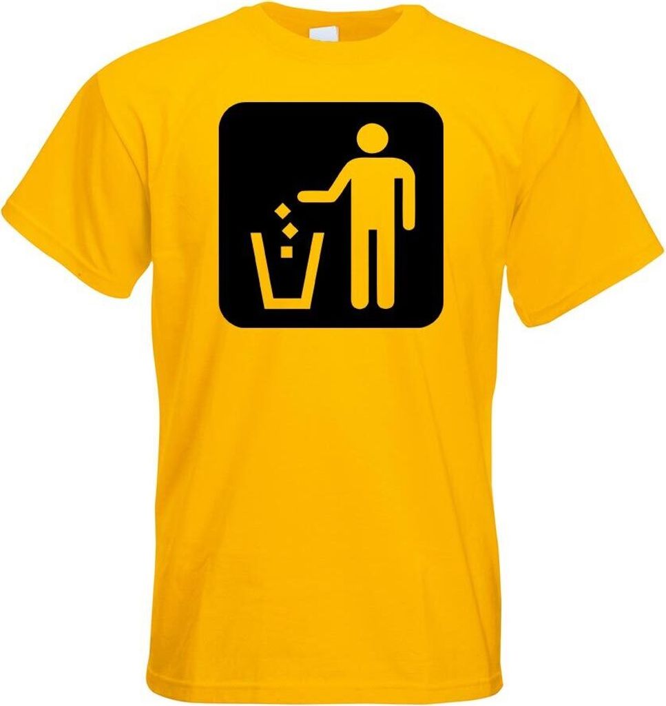 Kiwistar - T-Shirt - gelb - Mülleimer Entsorgung Piktogramme Herren Funshirt Bedruckt Design Sprüche Spruch Motive - mit Motiv Bedruckt - Funshir...