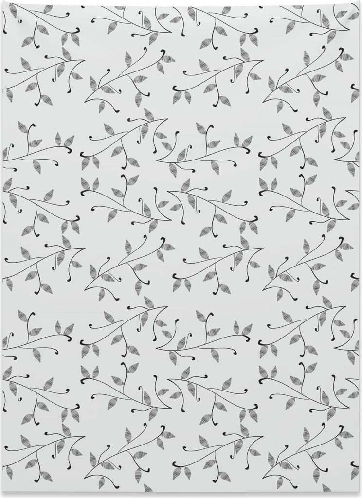 Abakuhaus Blatt Wandteppich, Minimalistische Eco-Muster aus Weiches Mikrofaser Stoff Kein Verblassen Klare Farben Waschbar, 110 x 150 cm, Weiß Grau