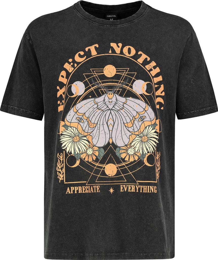 Sublevel Retro T-Shirt mit Spirituellem Print Boho Style Größe: XXL