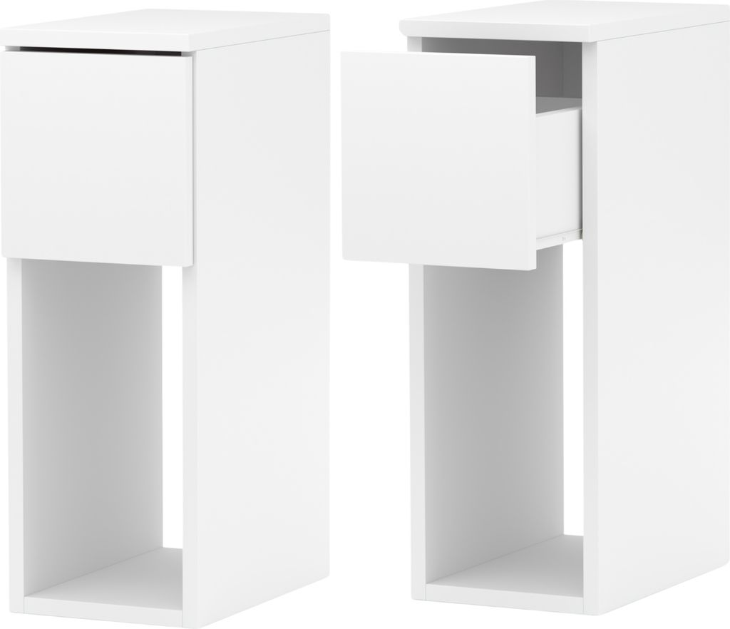 Nachttisch 2er SET 20x55x30cm - Nachttischschrank für Schlafzimmer - Nachtkommode mit Schubladen - Beistellschrank - Schlafzimmer Nachttisch Weiß...
