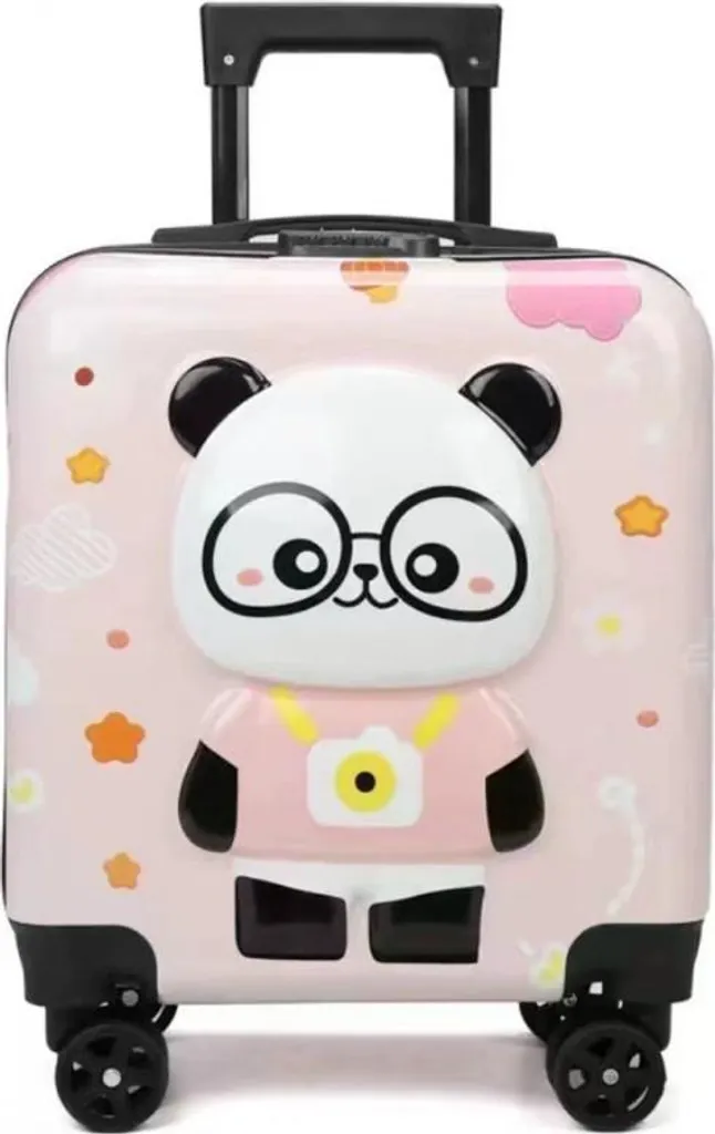 Valise de voyage enfant panda rose idéale pour avion et vacances