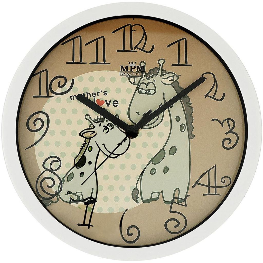 MPM-Quality Wanduhr Mother rund Ø 260 mm Kunststoff Weiß/Braun
