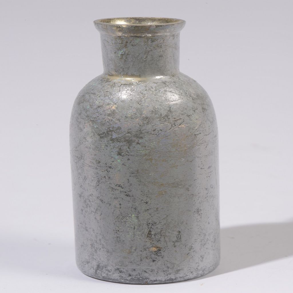 Vase Glas Eisfinish satin silber Ø5 cm H13 cm