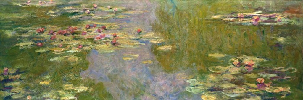 Claude Monet Bilder Leinwand-Bild Auf Keilrahmen | XXL-Wandbild Poster Kunstdruck Als Leinwandbild - Seerosen, 1919 (30 x 90 cm)