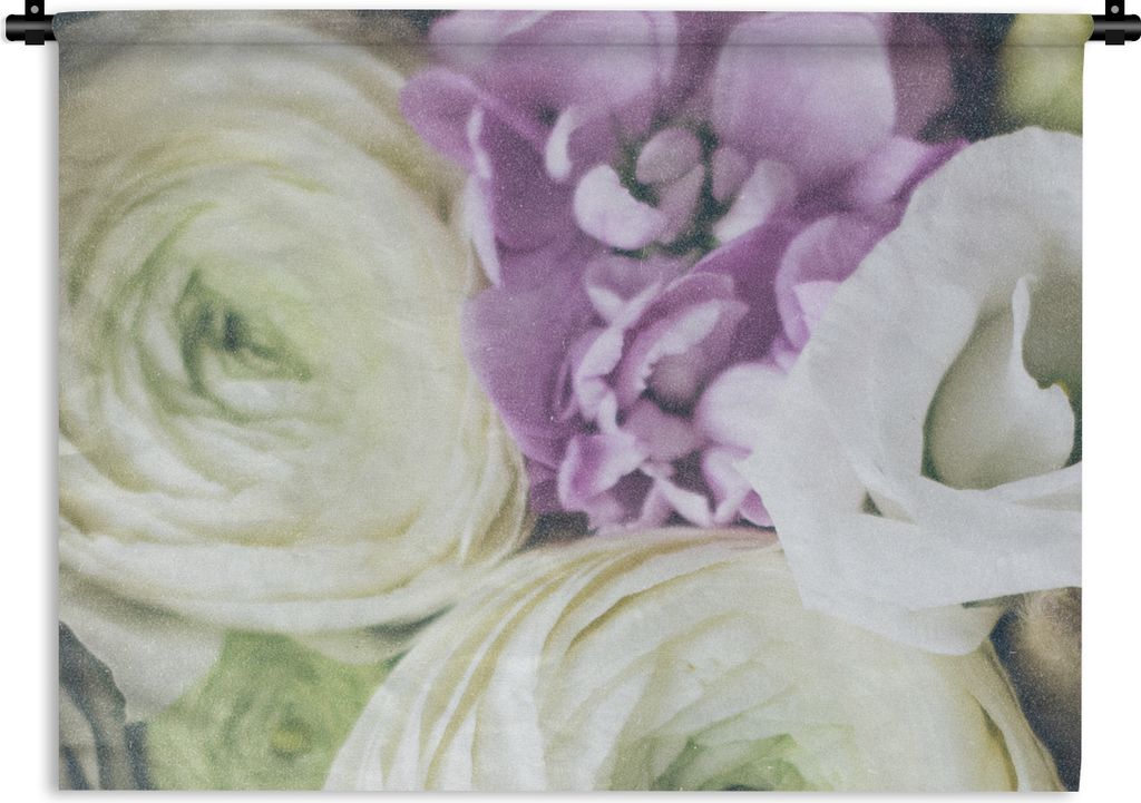 MuchoWow Wandteppich Wandbehang Blumen - Rosen - Natur 90x67.5 cm Tapisserie Dekoration Wandtuch - Fototeppich - Wand-Skulpturen