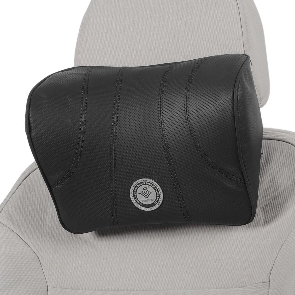 Autokopfkissen Ergonomisch Bequemes Nackenstützkissen Nappaleder Und Memory Schaum Verstellbare Breite Schwarz 1 Stück Für Fahren Reisen