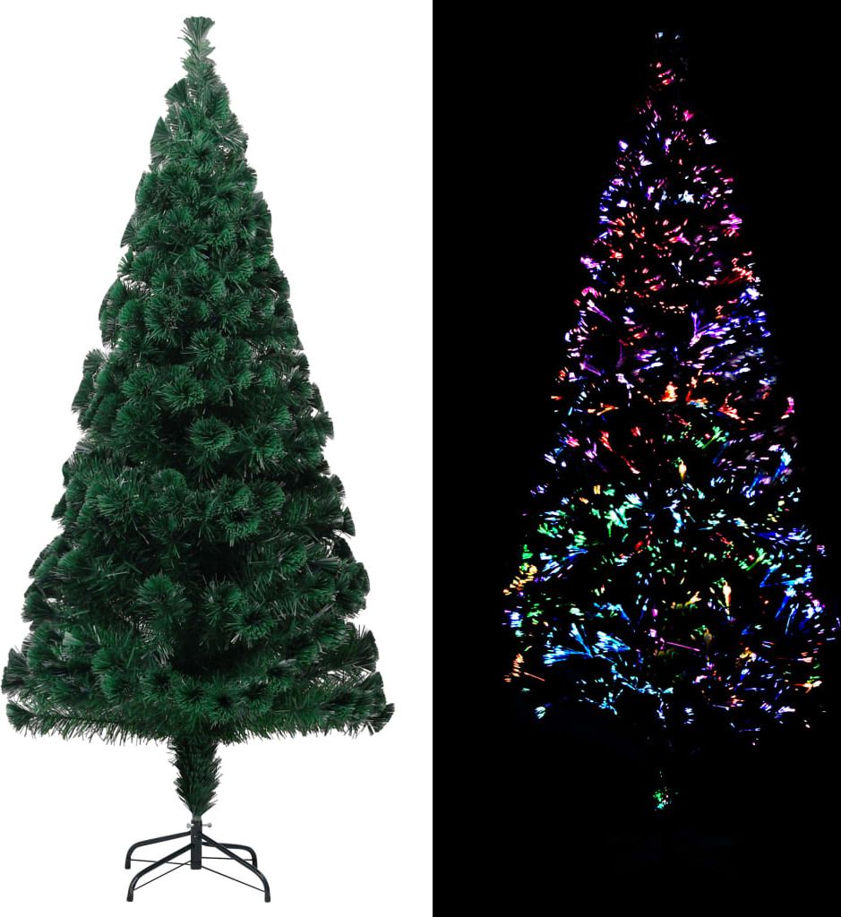 Prolenta Premium Künstlicher Weihnachtsbaum mit Ständer Grün 210 cm Fiberoptik