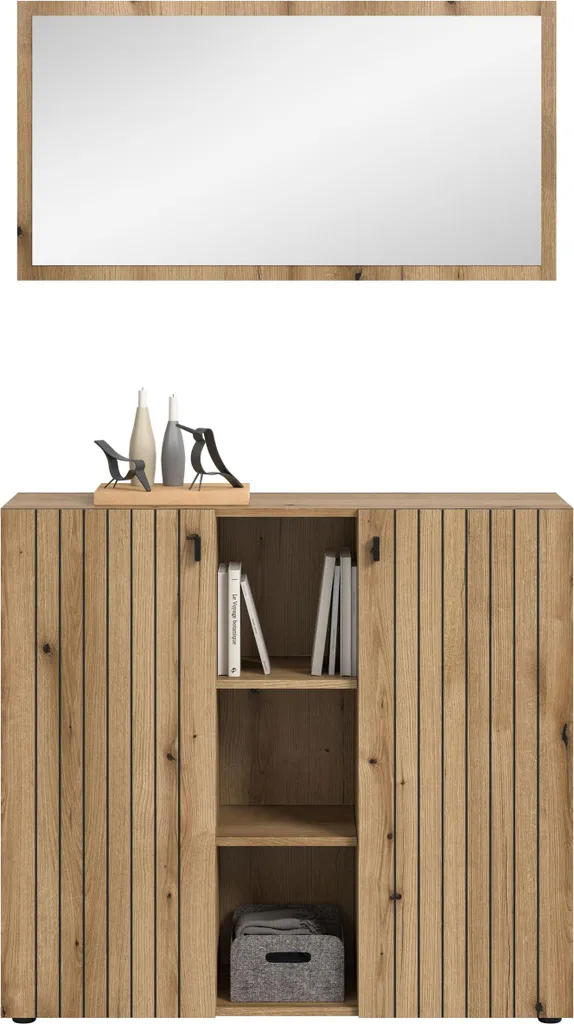 Armoire de rangement multi-usages chêne clair - Station complète déco - 2