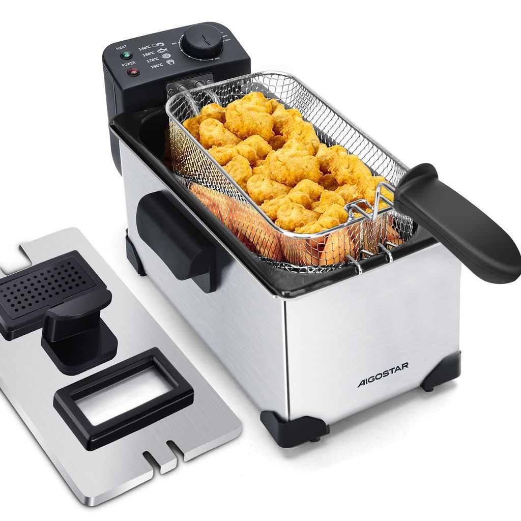 Aigostar - Semi-professionelle Fritteuse, Edelstahl, 2200W, Produktbild 