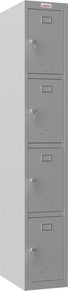 Phoenix PL1433GGK Schließfach Locker Grau - 1 Spind 4 Türen - Schlüsselschloss - Für Büro, Lager, Fitness