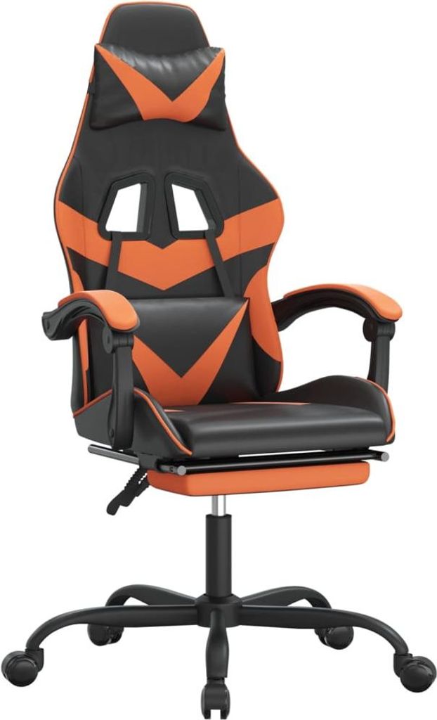 vidaXL Gaming-Stuhl mit Fußstütze Drehbar Schwarz & Orange Kunstleder