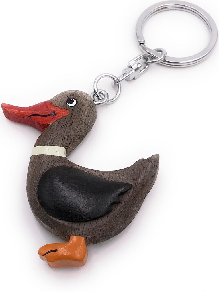 Onwomania Porte-clés en bois Canard Colvert Oie Oiseau Image du produit 