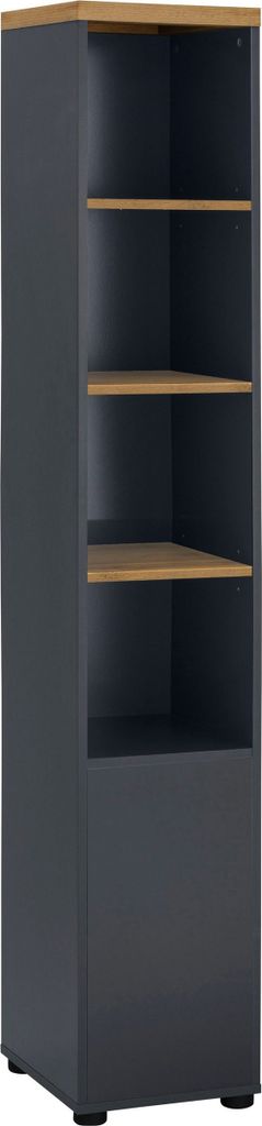 Hochschrank >Vinga< 1 Tür, 3 Böden, Grau / Eiche Nachbildung - 32x182x35cm (BxHxT)