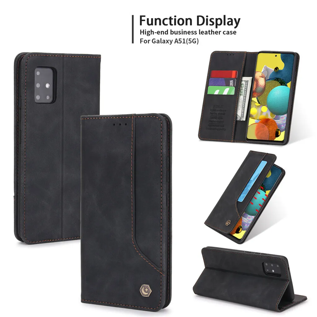 Custodia Portafoglio In Pelle PU Per Galaxy A72 4G/5G - Cover Flip Con Slot E Magnete - Protezione Completa Con Supporto Video - Bravoday Nero