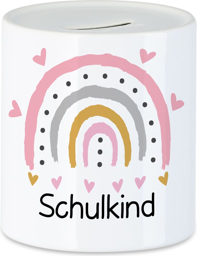 Schulkind Spardose Einschulungsgeschenk Grundschule 1. Klasse Schulstart Rosa Mädchen Motiv