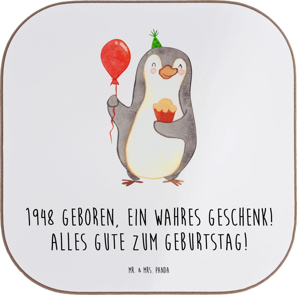 Mr. & Mrs. Panda Untersetzer für Gläser 1948 Geburtstag - Weiß - Geschenk, Happy Birthday, 75., Alles Gute zum, Coaster, Geburtsjahr, Holzunters...