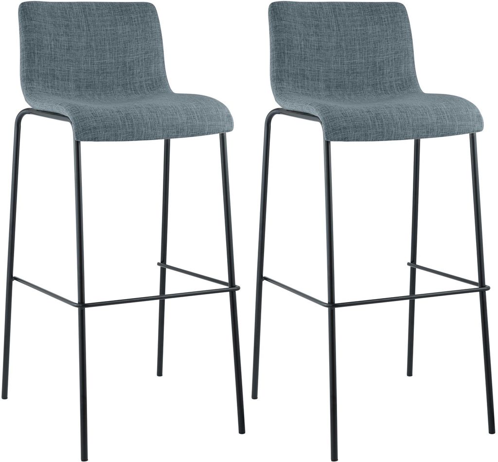 CLP 2er Set Barhocker Hover stapelbar Stoffbezüge Vierfußgestelle bis 150 kg blau Gestell Farbe schwarz