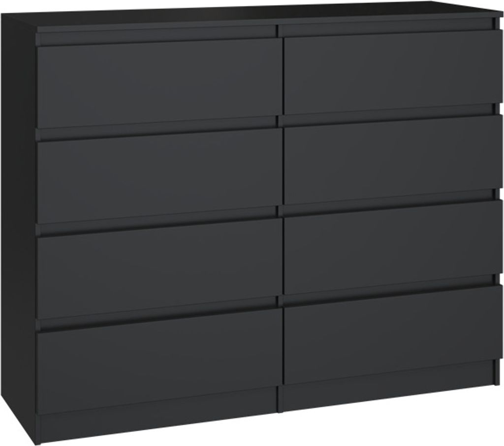 Komoda Malwa M8 120 cm z 8 szufladami w kolorze czarnym Obrázek produktu 