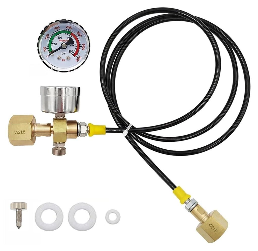 CO2-Transferschlauch 1,5 m, 3500 PSI Manometer, für Argon & Stickstoff