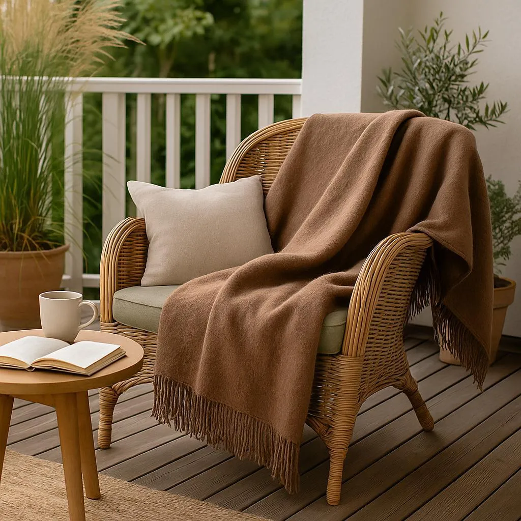 Plaid Unia Cotone Cloud 150x200 Seppia | Ideale per Smart Working - 3