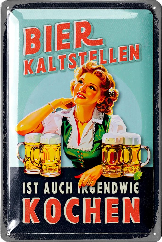 LANOLU Blechschilder retro Bier Bar Deko, Metallschilder mit Spruch für Partyraum, Küche, Bardeko, Cocktail Schild als Geschenk 20x30cm