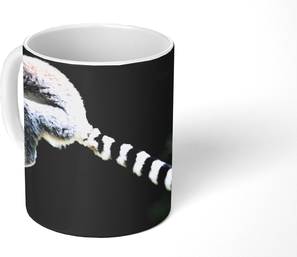 MuchoWow Tasse Kaffeetasse Kaffeebecher 350 ml Affe - Ringschwanzlemur - Wald Teetasse - Fototasse - Becher - Keramikbecher - Teebecher - Kaffeet...