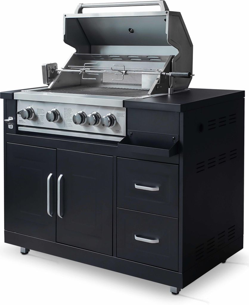 Gasgrill mit 4 Brennern und Drehspieß für die Außenküche - Oviala Memphis