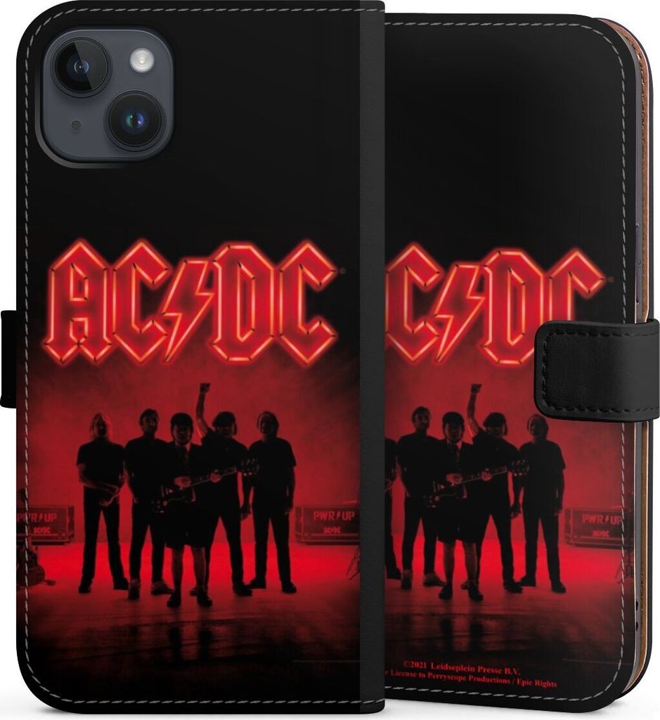 DeinDesign Klapphülle für Apple iPhone 14 Plus Handytasche Lederhülle Tasche ACDC Band Offizielles Lizenzprodukt