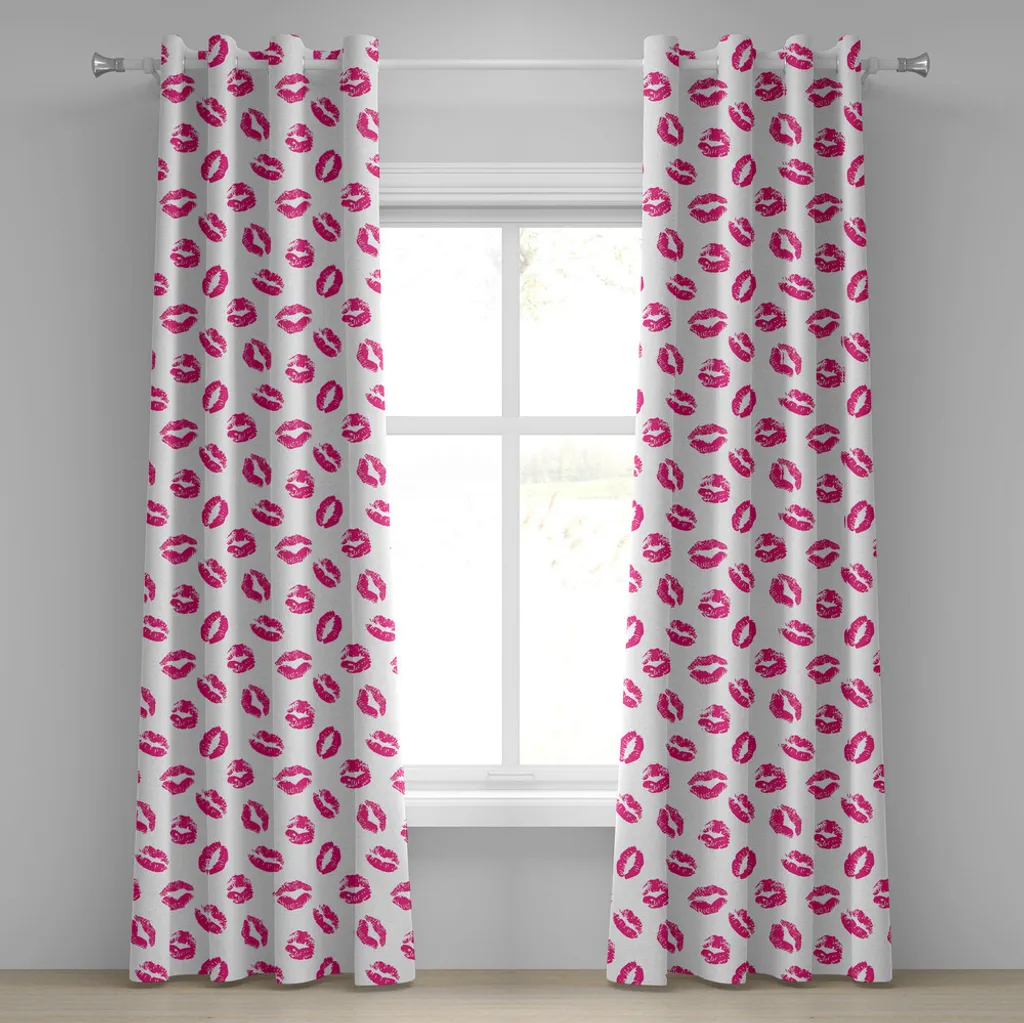 Rideau fuchsia imprimé vibrant Smooch 280x245 cm avec œillets intégrés