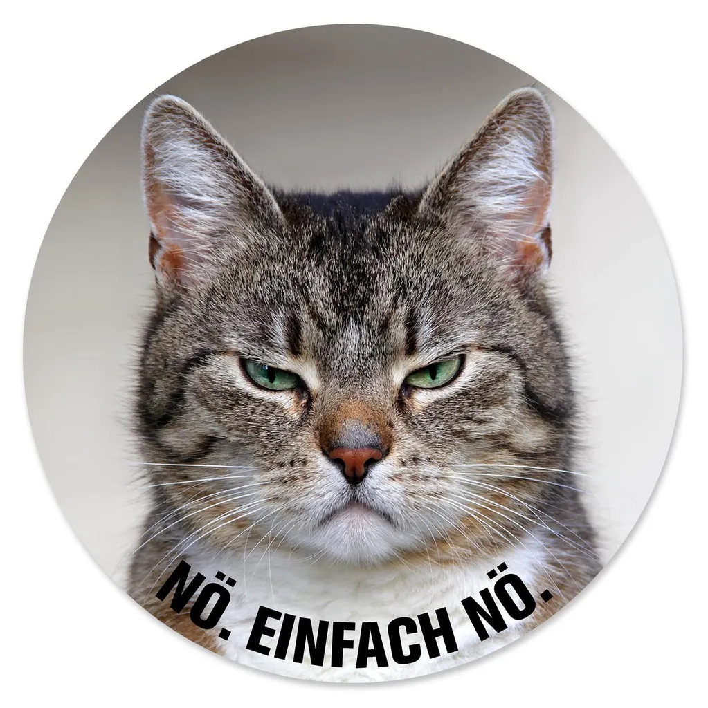 Tapis de souris rond antidérapant avec motif chat impertinent 22 cm