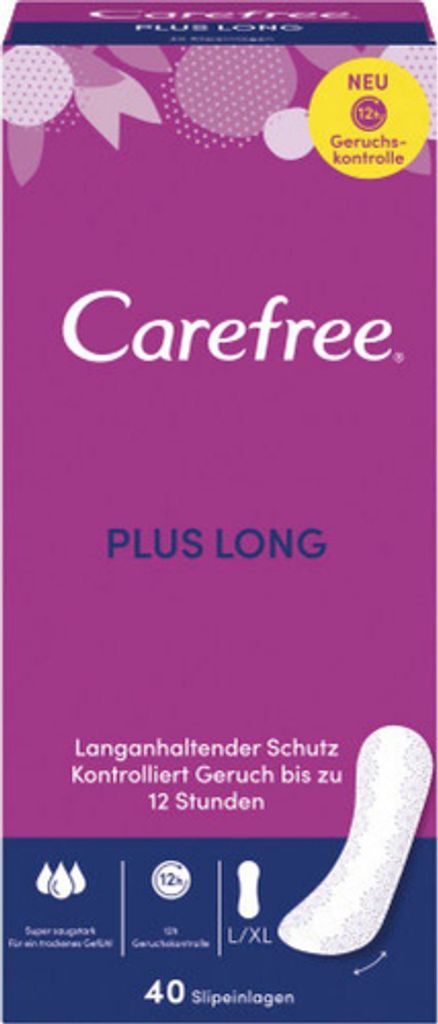 Carefree Slipeinlagen Plus Long Damenbinden 40 Stück Produktbild 