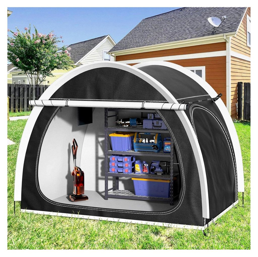 Fahrradschuppen für 3–4 Fahrräder 210×150×165 cm, tragbare Fahrradgarage aus 210D Oxford-Gewebe, wetterfestes Fahrradzelt für Outdoor und Ca...