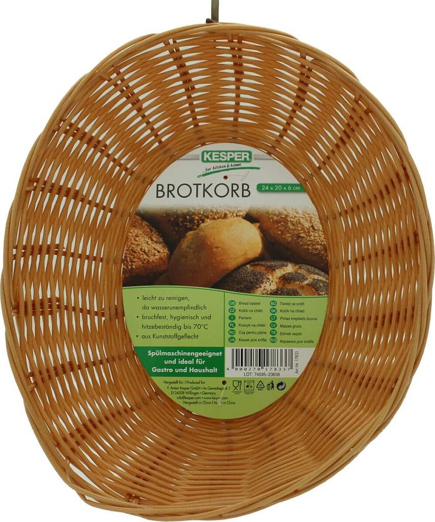 Cestino Portapane E Frutta Kesper In Plastica Nera 30x20x8,5 Cm - Lavabile In Lavastoviglie