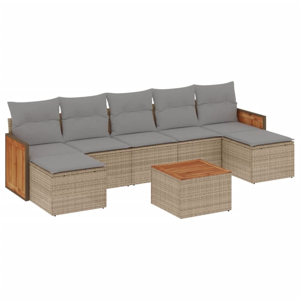 "2026 MODERNE" 8-tlg. Garten-Lounge-Set - elegantes Design - Sitzgruppe/Gartengarnitur - mit Kissen Beige Poly Rattan - Terassenmöbel NeuMöbel293174