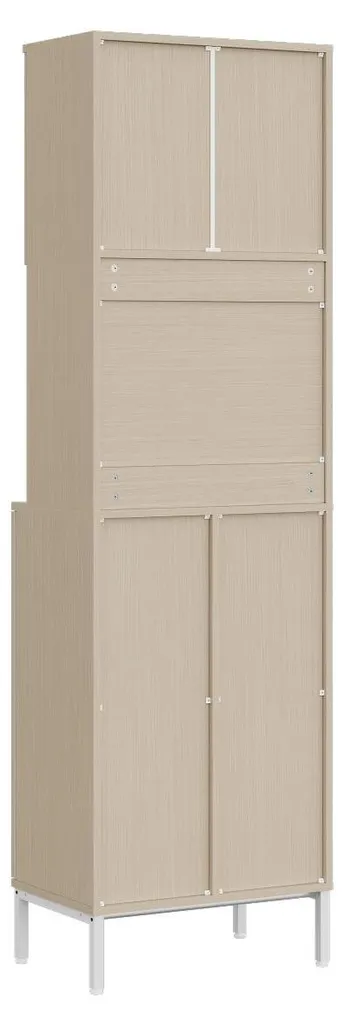 Meuble de rangement cuisine 181cm pour micro-ondes et aspirateur balai
