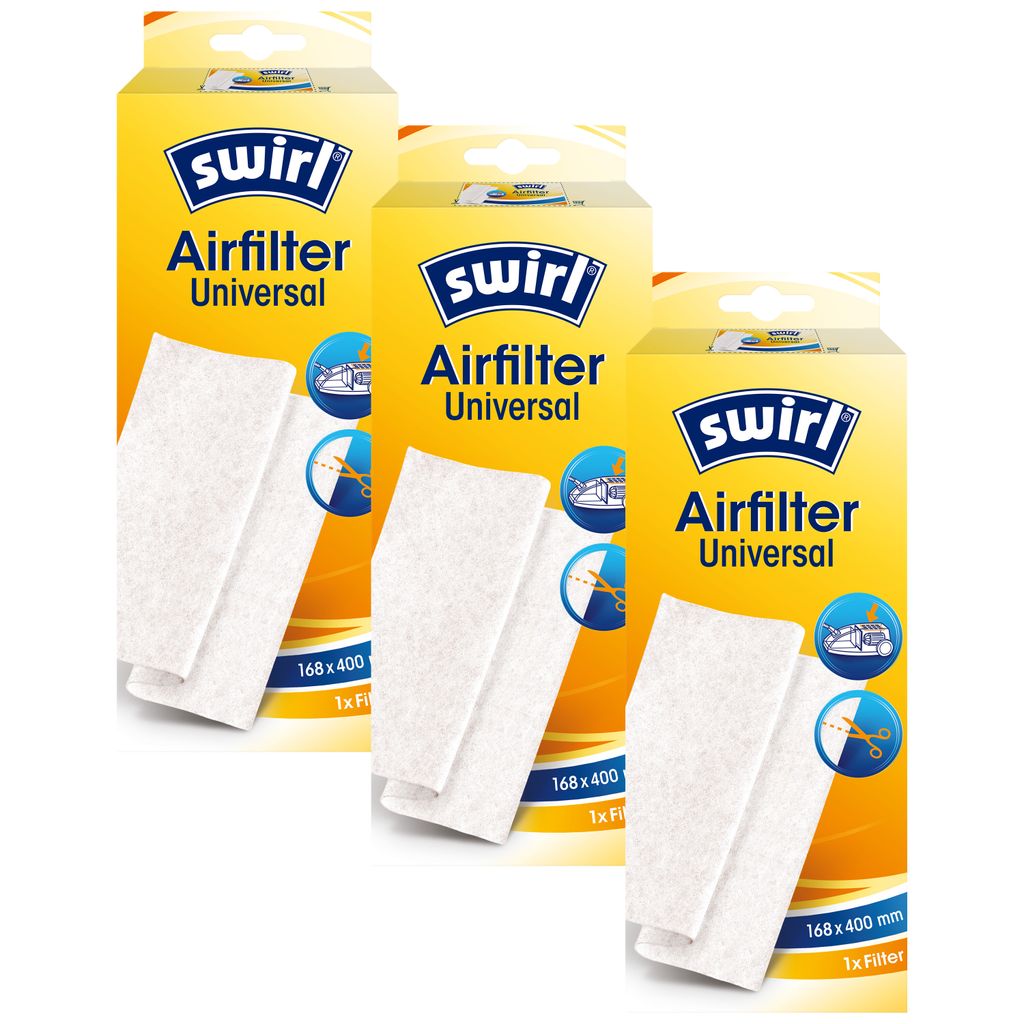Three packs of Swirl Airfilter Universal.