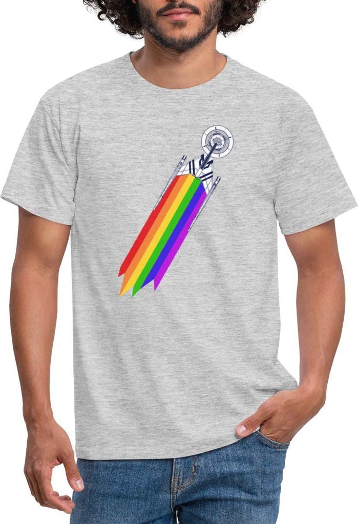 Spreadshirt Star Trek Discovery Gay Pride Flug Männer T-Shirt, M, Grau meliert