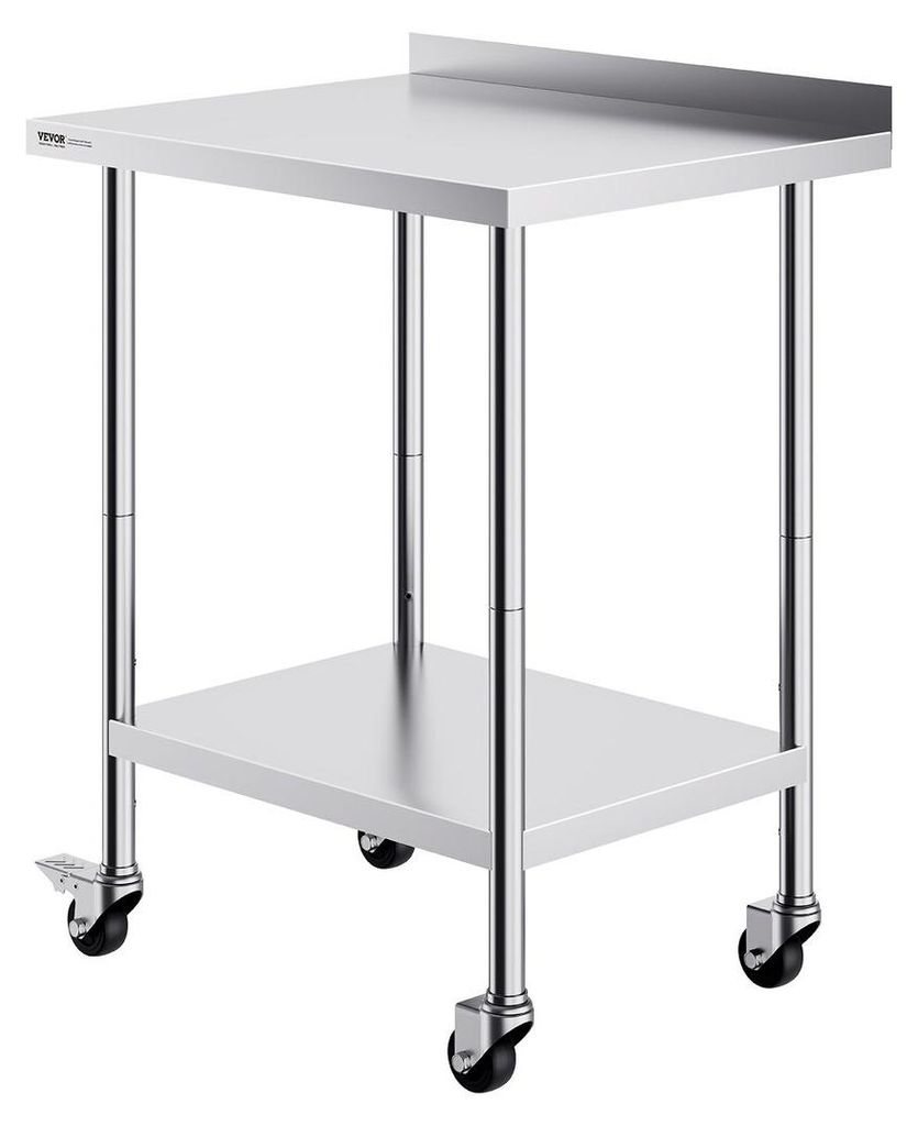 Stainless Steel Work Table Commercial Food Prep Table 24"x30" with Casters