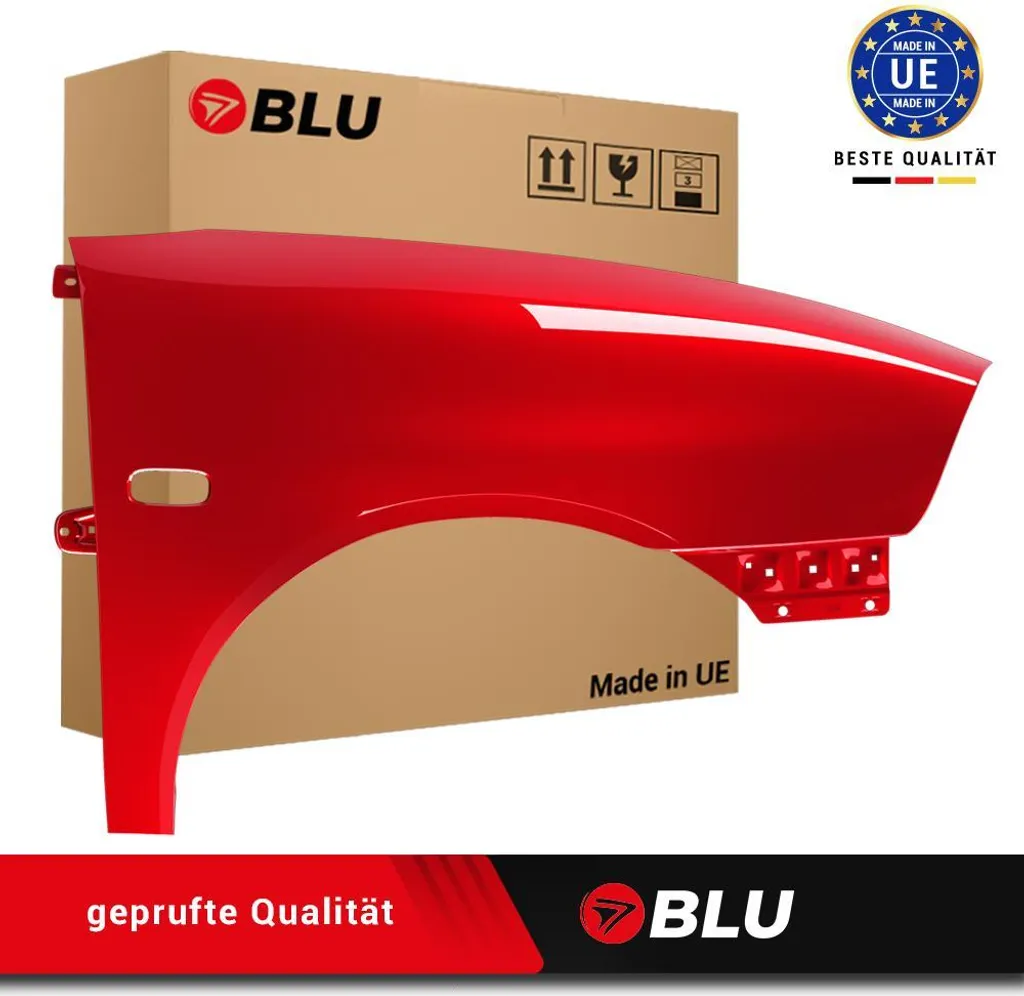 BLU Parafango compatibile con Seat Ibiza Cordoba (6L - III 3. Generation) LS3H Destra Rot Emocion | 2002-2008 | Anteriore | Verniciato | Pronto per il montaggio | Zincato