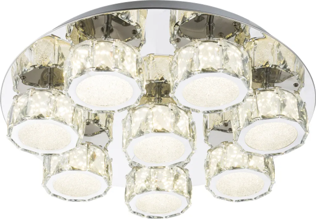 Globo Lighting Plafonnier LED 64W en Métal Chromé et Cristaux K5 50cm